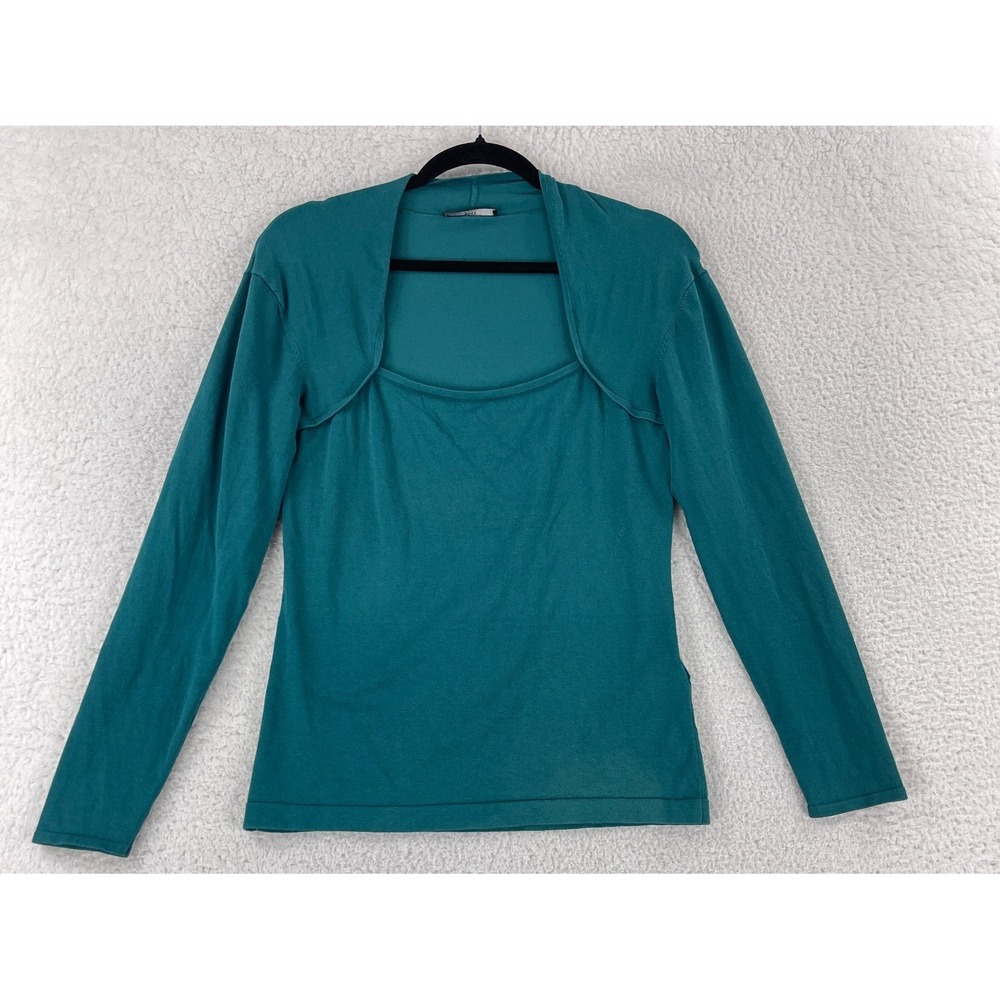 Hugo Boss Top Womens Size XS Green Long Sleeve Silk Blend Pullover Knit Casual